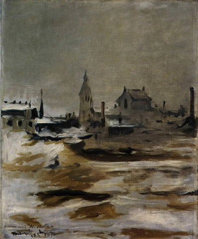 {{ product_title }} Fine Art Print | {{ product_vendor }} Jakero77 Edouard Manet - Effect of Snow on Petit-Montrouge (1870) Signed - 17"x22" Art Print Art Print  Jakero77