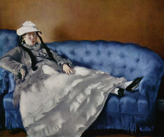 {{ product_title }} Fine Art Print | {{ product_vendor }} Jakero77 Edouard Manet - Madame Manet on a Blue Sofa (1874) - 17" x 22" Fine Art Print Art Print  Jakero77