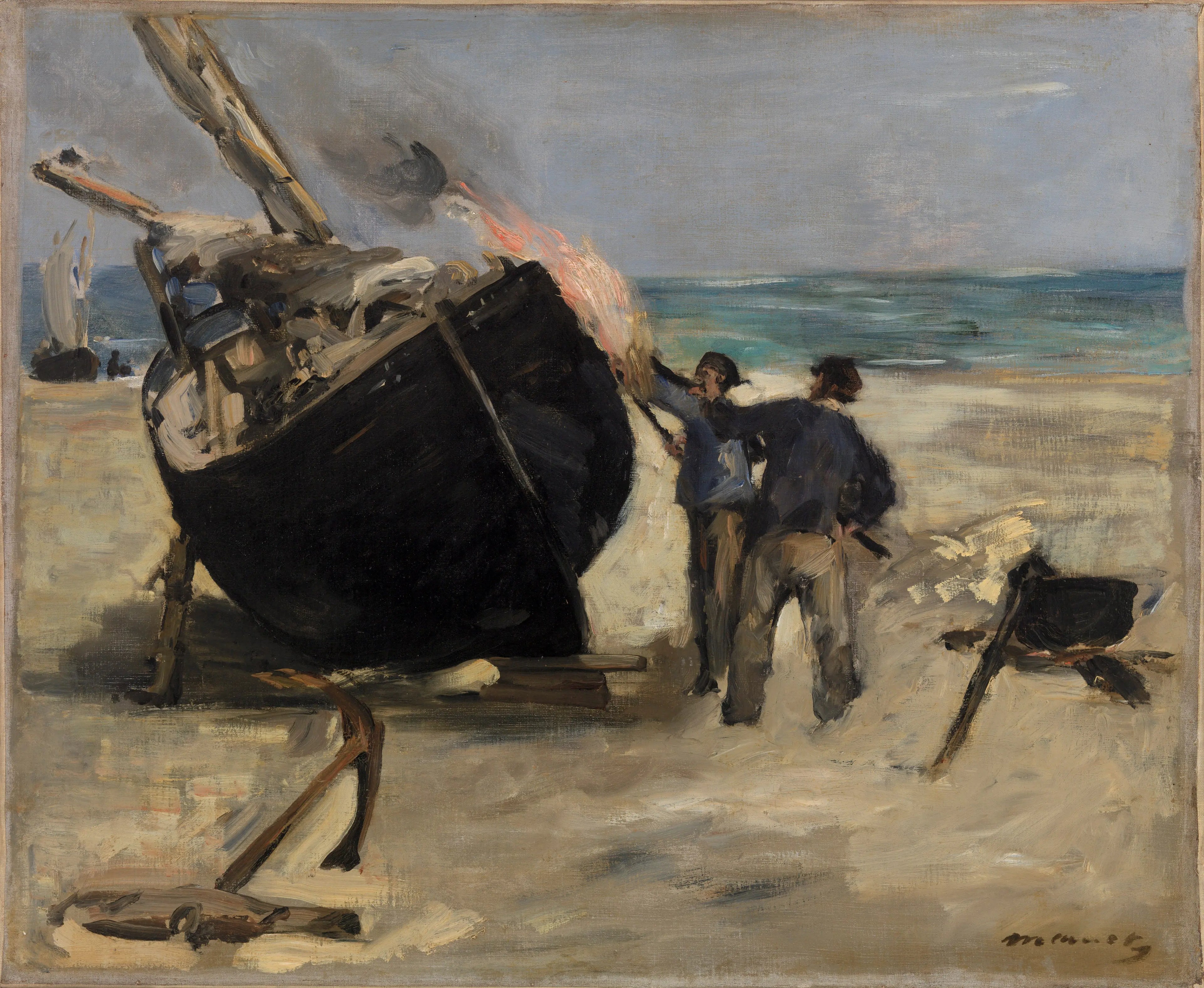 {{ product_title }} Fine Art Print | {{ product_vendor }} Jakero77 Edouard Manet - Tarring the Boat (1873) Signed - 17" x 22" Fine Art Print Art Print  Jakero77