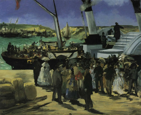 {{ product_title }} Fine Art Print | {{ product_vendor }} Jakero77 Edouard Manet - The Folkstone Boat, Boulogne (1869) Signed - 17" x 22" Art Print Art Print  Jakero77