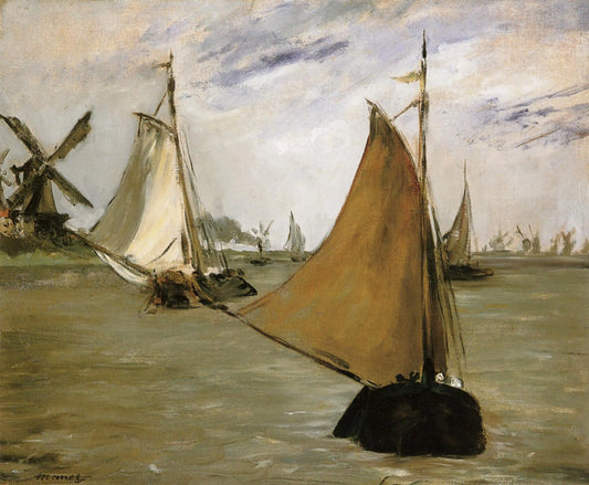 {{ product_title }} Fine Art Print | {{ product_vendor }} Jakero77 Edouard Manet - View of Holland (1872) Sailboats Signed - 17" x 22" Art Print Art Print  Jakero77