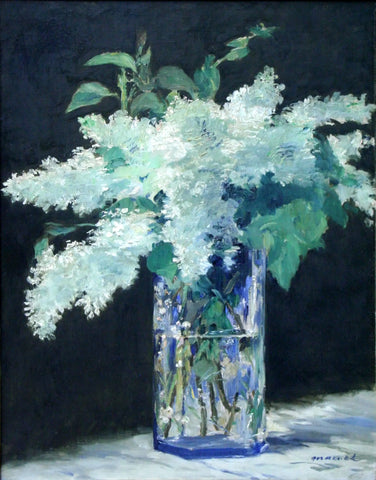 {{ product_title }} Fine Art Print | {{ product_vendor }} Jakero77 Edouard Manet - White Lilacs in a Glass Vase (1882) Signed - 17" x 22" Art Print Art Print  Jakero77