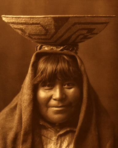 {{ product_title }} Fine Art Print | {{ product_vendor }} Jakero77 Edward Curtis - Pima Indian Matron Bowl on Head (1907) -17" x 22" Fine Art Print Art Print  Jakero77