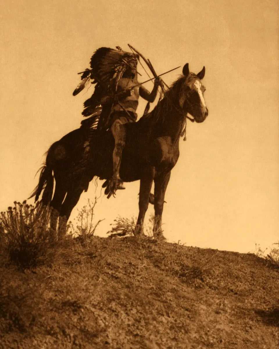 {{ product_title }} Fine Art Print | {{ product_vendor }} Jakero77 Edward Curtis - Ready for the Charge Apsaroke Crow Indian (1908) - 17"x22" Print Art Print  Jakero77