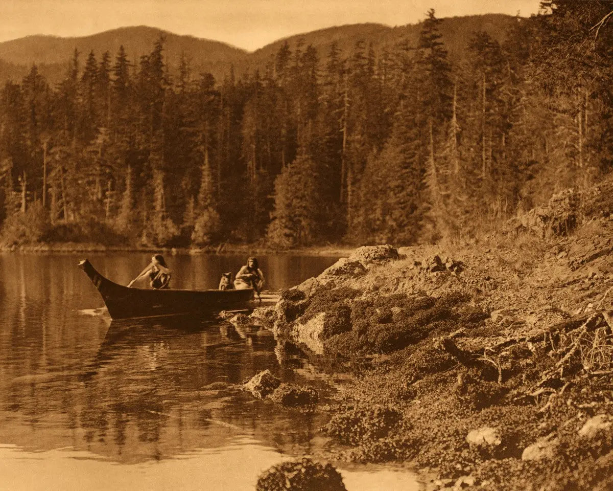 {{ product_title }} Fine Art Print | {{ product_vendor }} Jakero77 Edward Curtis - Shores of Nootka Sound Indians Canoe (1915) - 17" x 22" Art Print Art Print  Jakero77