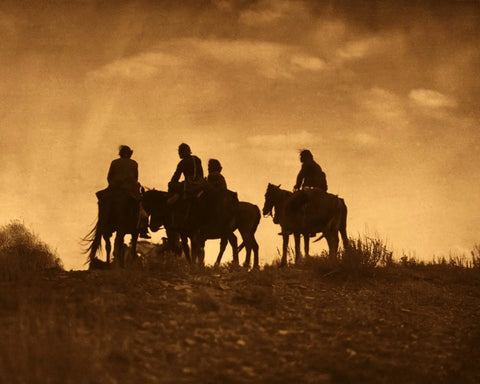 {{ product_title }} Fine Art Print | {{ product_vendor }} Jakero77 Edward Curtis - Sunset in Navajo-Land Indians Horseback (1904) - 17" x 22" Print Art Print  Jakero77