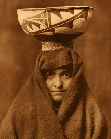 {{ product_title }} Fine Art Print | {{ product_vendor }} Jakero77 Edward Curtis - Zuni Woman Bowl on her Head (1903) - 17" x 22" Fine Art Print Art Print  Jakero77