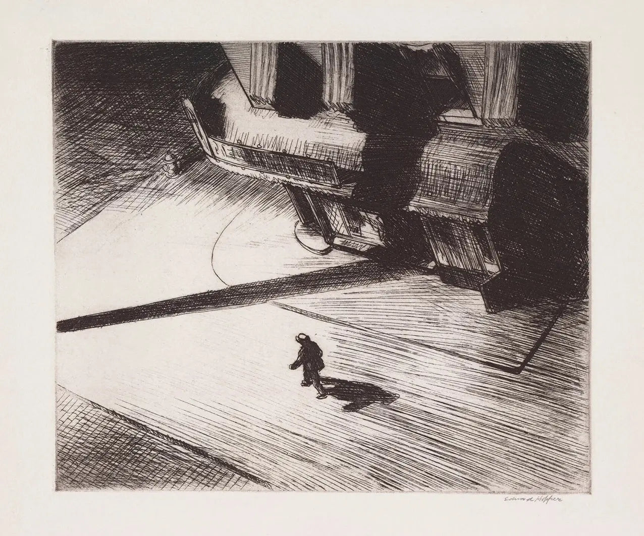 {{ product_title }} Fine Art Print | {{ product_vendor }} Jakero77 Edward Hopper - Night Shadows Sketch (1921) Signed - 17" x 22" Fine Art Print Art Print  Jakero77