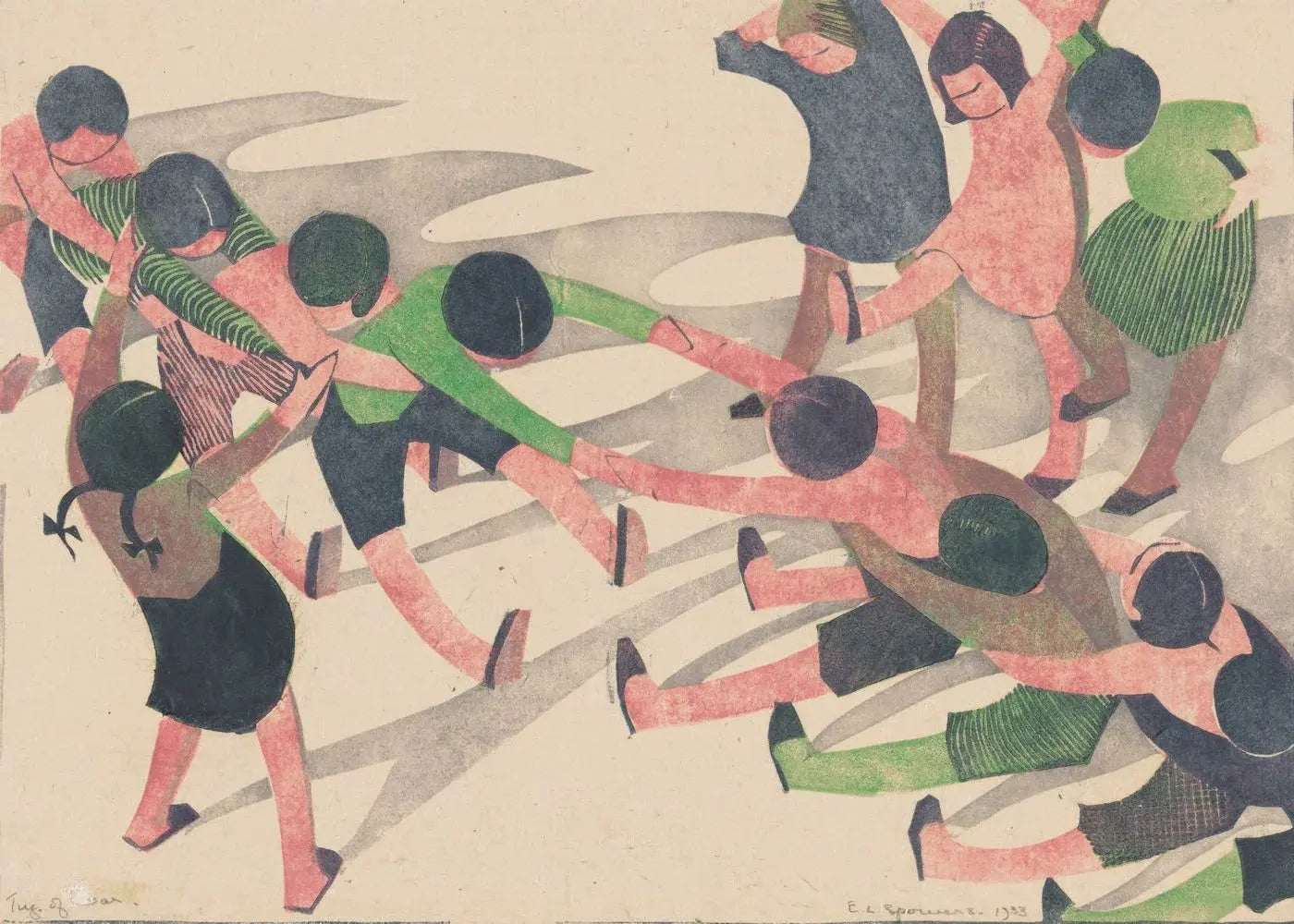 {{ product_title }} Fine Art Print | {{ product_vendor }} Jakero77 Ethel Spowers - Tug of War (1933) Australian - 17" x 22" Fine Art Print Art Print  Jakero77