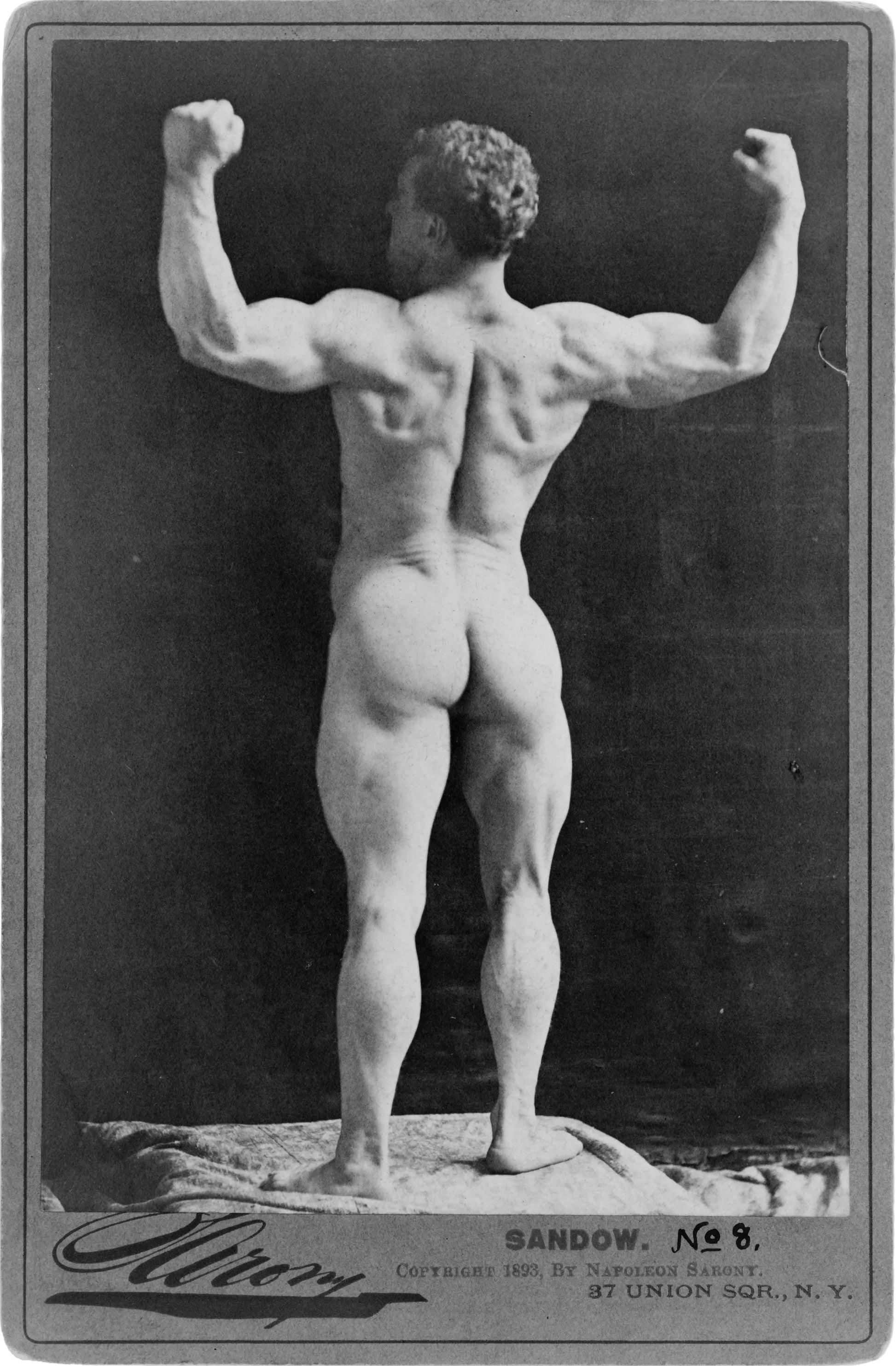 {{ product_title }} Fine Art Print | {{ product_vendor }} Jakero77 Eugen Sandow Nude Bodybuilder Butt Strongman (1893) - 17" x 22" Fine Art Print Art Print  Jakero77