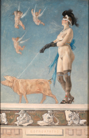 {{ product_title }} Fine Art Print | {{ product_vendor }} Jakero77 Félicien Rops - Pornokratès Nudes (1878) Signed - 17" x 22" Fine Art Print Art Print  Jakero77