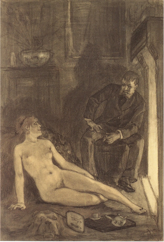 {{ product_title }} Fine Art Print | {{ product_vendor }} Jakero77 Félicien Rops - Winterfreuden Nude (1878-81) Initialed - 17"x22" Fine Art Print Art Print  Jakero77