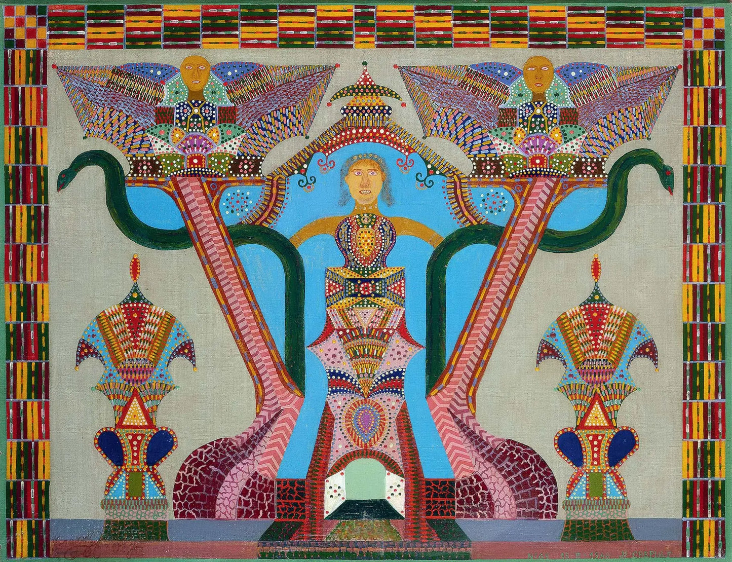 {{ product_title }} Fine Art Print | {{ product_vendor }} Jakero77 Fleury Joseph Crepin - Temple Serpents Faces No. 69 (1940) - 17" x 22" Art Print Art Print  Jakero77