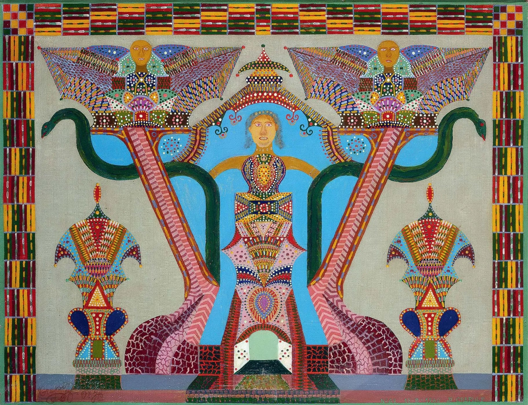 {{ product_title }} Fine Art Print | {{ product_vendor }} Jakero77 Fleury Joseph Crepin - Temple Serpents Faces No. 69 (1940) - 17" x 22" Art Print Art Print  Jakero77