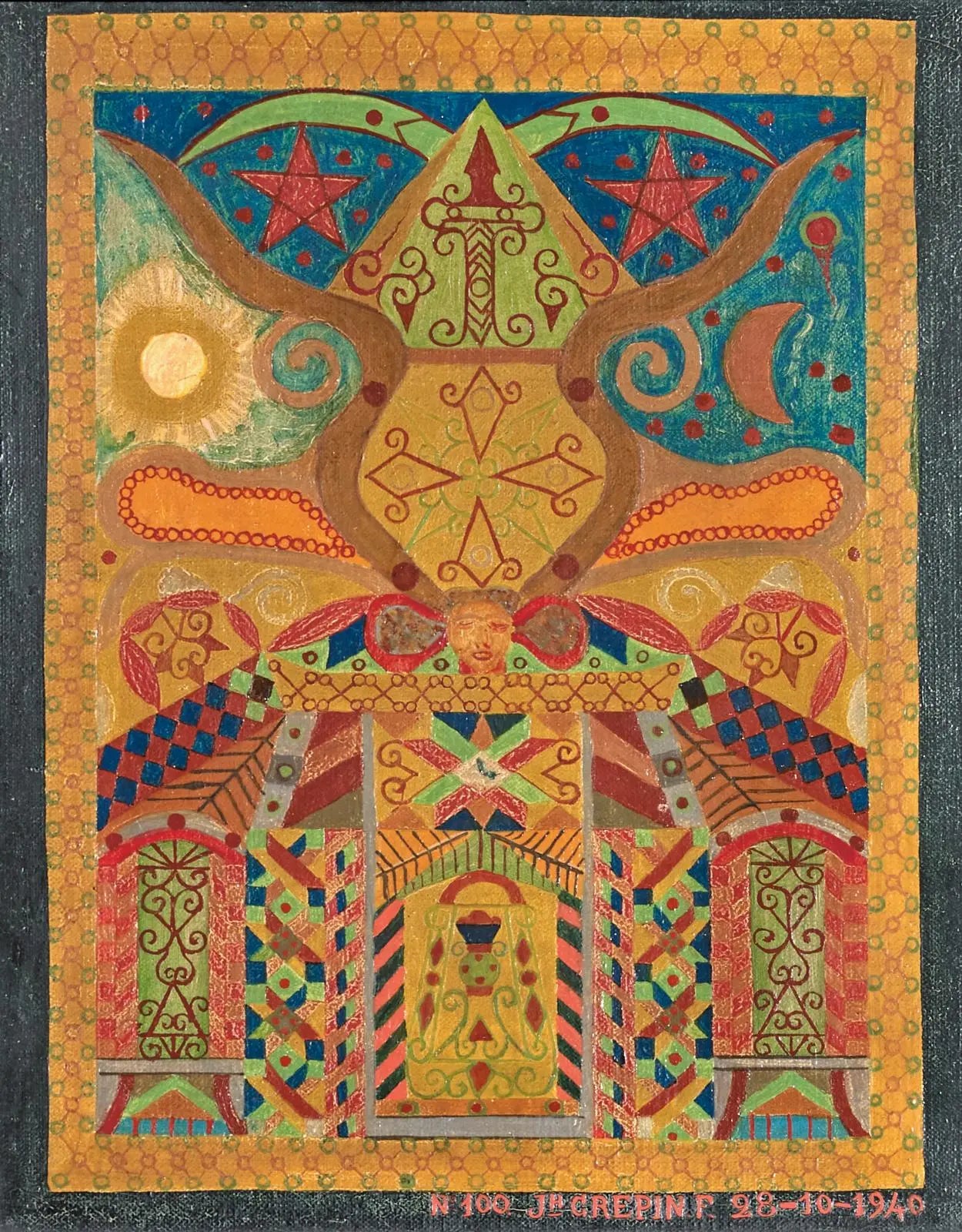 {{ product_title }} Fine Art Print | {{ product_vendor }} Jakero77 Fleury Joseph Crepin - Temple Tomb with Head, Man with Big Ears (1940) - 17"x22" Fine Art Print Art Print  Jakero77