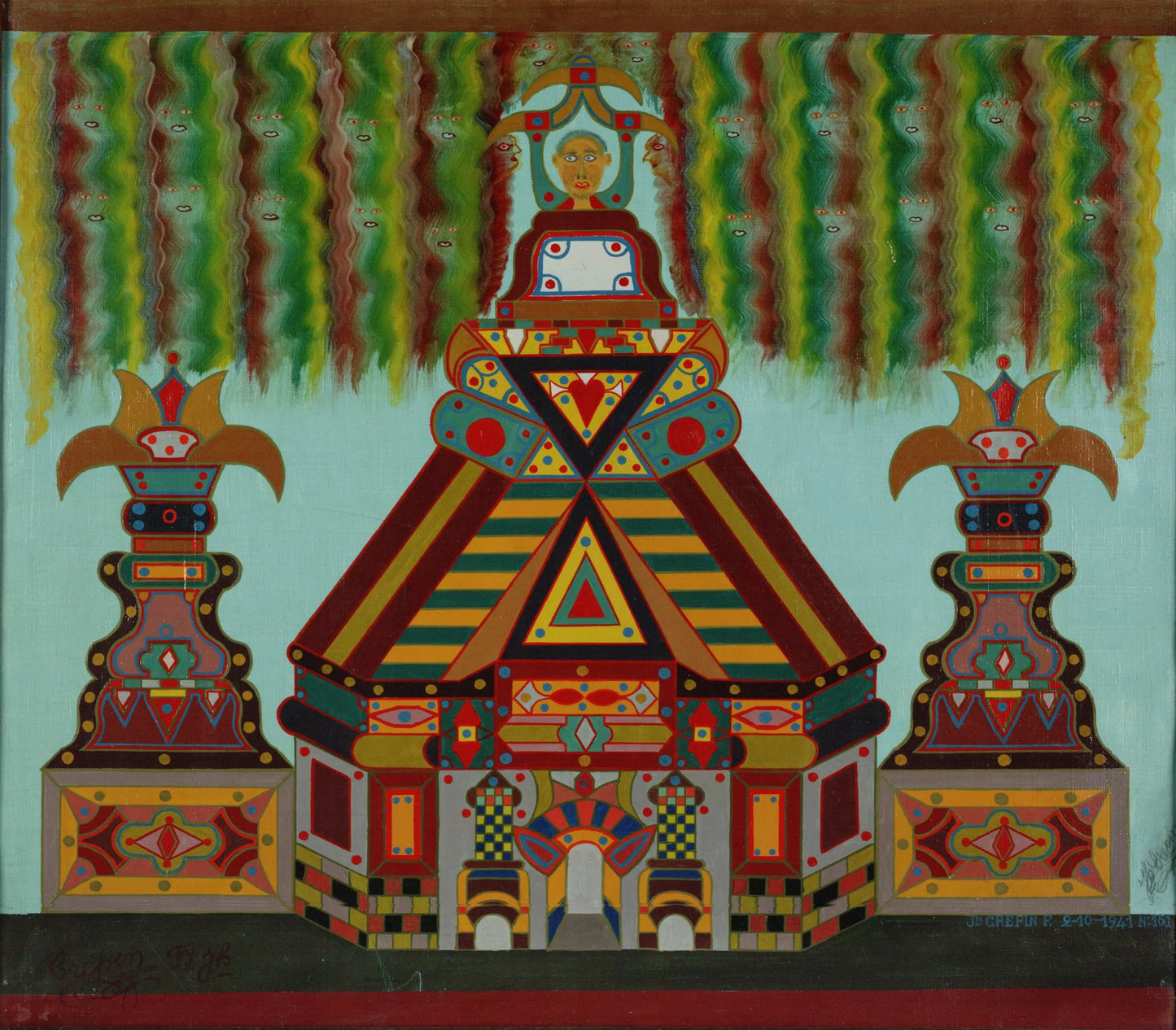 {{ product_title }} Fine Art Print | {{ product_vendor }} Jakero77 Fleury-Joseph Crepin - Untitled (1941) Dot Painting - 17" x 22" Fine Art Print Art Print  Jakero77