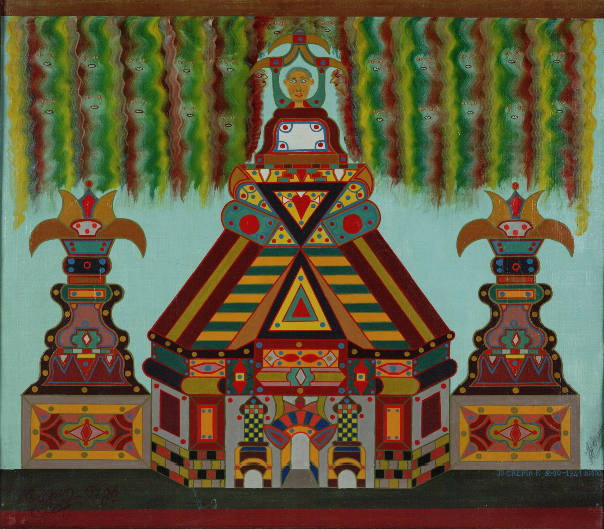 {{ product_title }} Fine Art Print | {{ product_vendor }} Jakero77 Fleury-Joseph Crepin - Untitled (1941) Dot Painting - 17" x 22" Fine Art Print Art Print  Jakero77