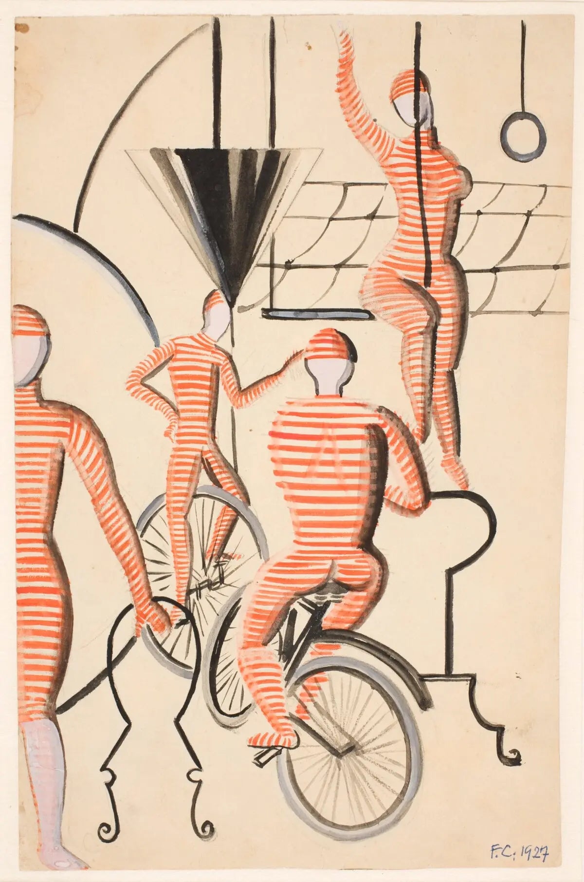 {{ product_title }} Fine Art Print | {{ product_vendor }} Jakero77 Franciska Clausen - Artists in Striped Clothes (1927) - 17" x 22" Fine Art Print Art Print  Jakero77