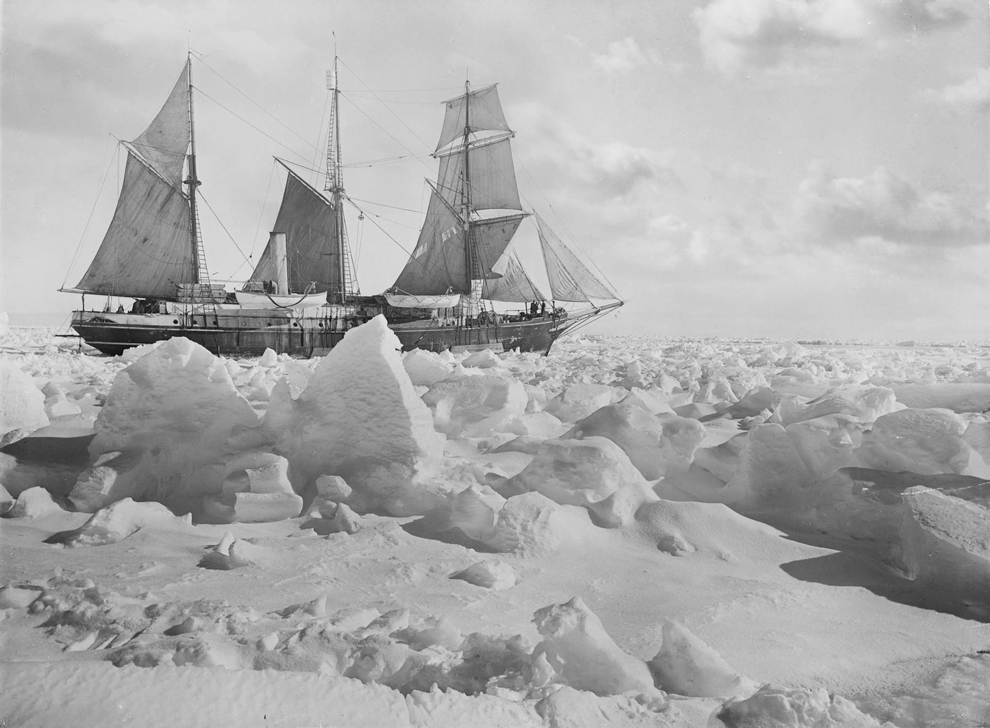 {{ product_title }} Fine Art Print | {{ product_vendor }} Jakero77 Frank Hurley - Endurance Ship Full Sail in Ice (1914) - 17" x 22" Fine Art Print Art Print  Jakero77