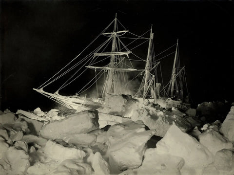 {{ product_title }} Fine Art Print | {{ product_vendor }} Jakero77 Frank Hurley - Endurance Ship at Night Antarctica (1914) - 17" x 22" Art Print Art Print  Jakero77
