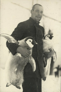 {{ product_title }} Fine Art Print | {{ product_vendor }} Jakero77 Frank Hurley - Hubert Hudson with Emperor Penguins Antarctica (1914) - 17" x 22" Fine Art Prints Art Print  Jakero77