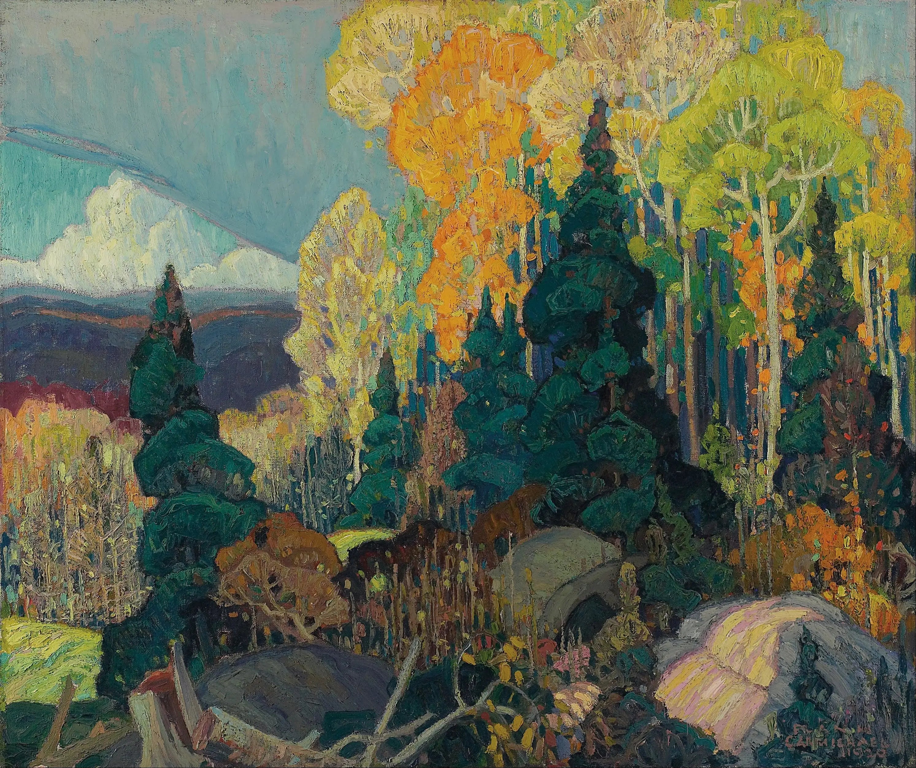 {{ product_title }} Fine Art Print | {{ product_vendor }} Jakero77 Franklin Carmichael - Autumn Hillside (1920) Signed - 17" x 22" Fine Art Print Art Print  Jakero77