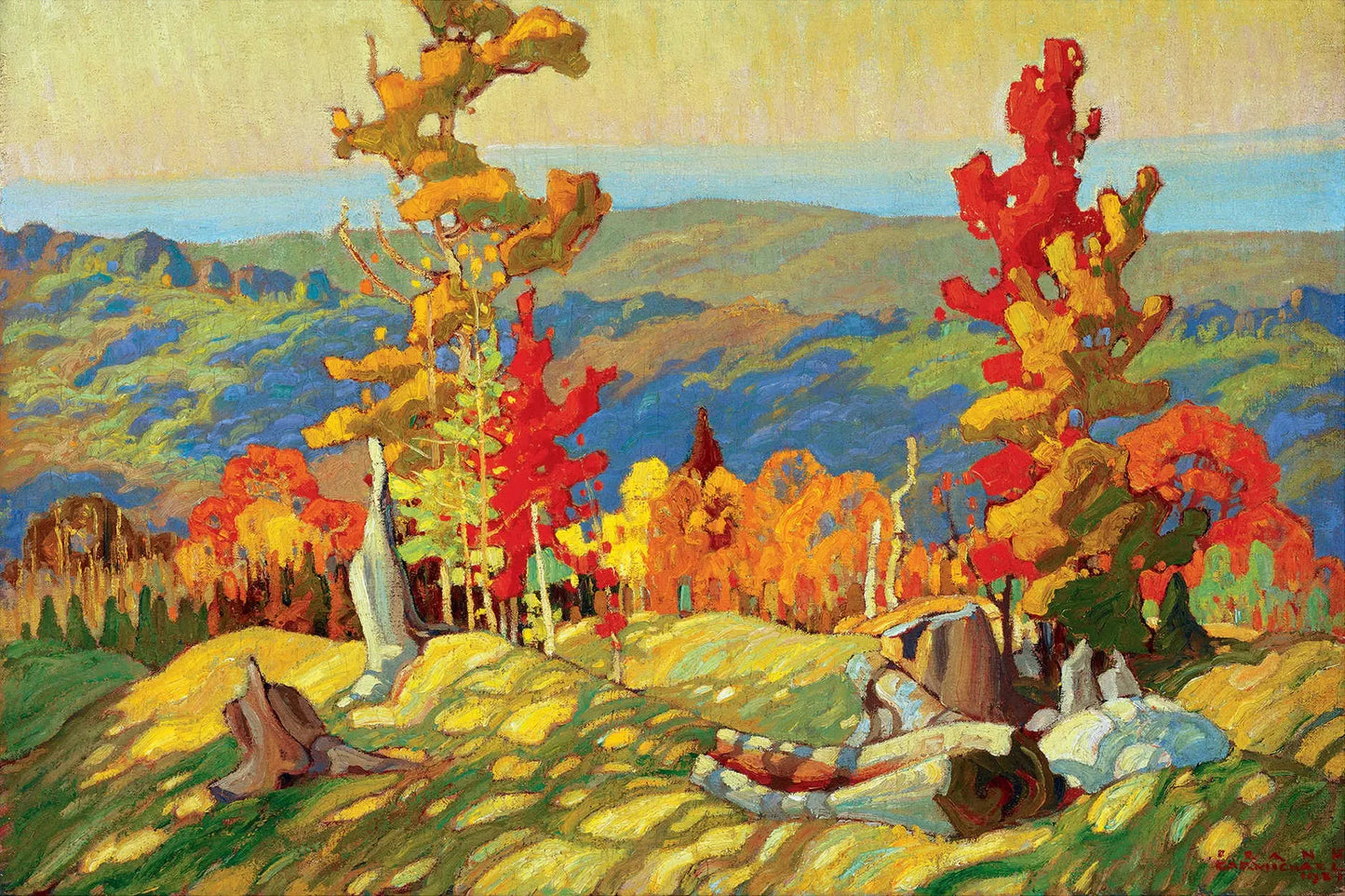 {{ product_title }} Fine Art Print | {{ product_vendor }} Jakero77 Franklin Carmichael - Autumn in the Northland 1930s - 17" x 22" Fine Art Print Art Print  Jakero77