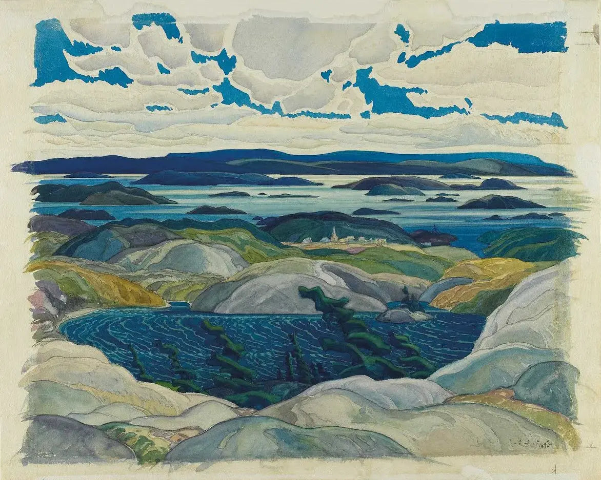 {{ product_title }} Fine Art Print | {{ product_vendor }} Jakero77 Franklin Carmichael - Bay of Islands (1930) Group of Seven - 17" x 22" Art Print Art Print  Jakero77