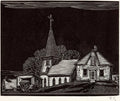 {{ product_title }} Fine Art Print | {{ product_vendor }} Jakero77 Franklin Carmichael - Church, Burks Falls, 2nd Version (1930) - 17" x 22" Print Art Print  Jakero77