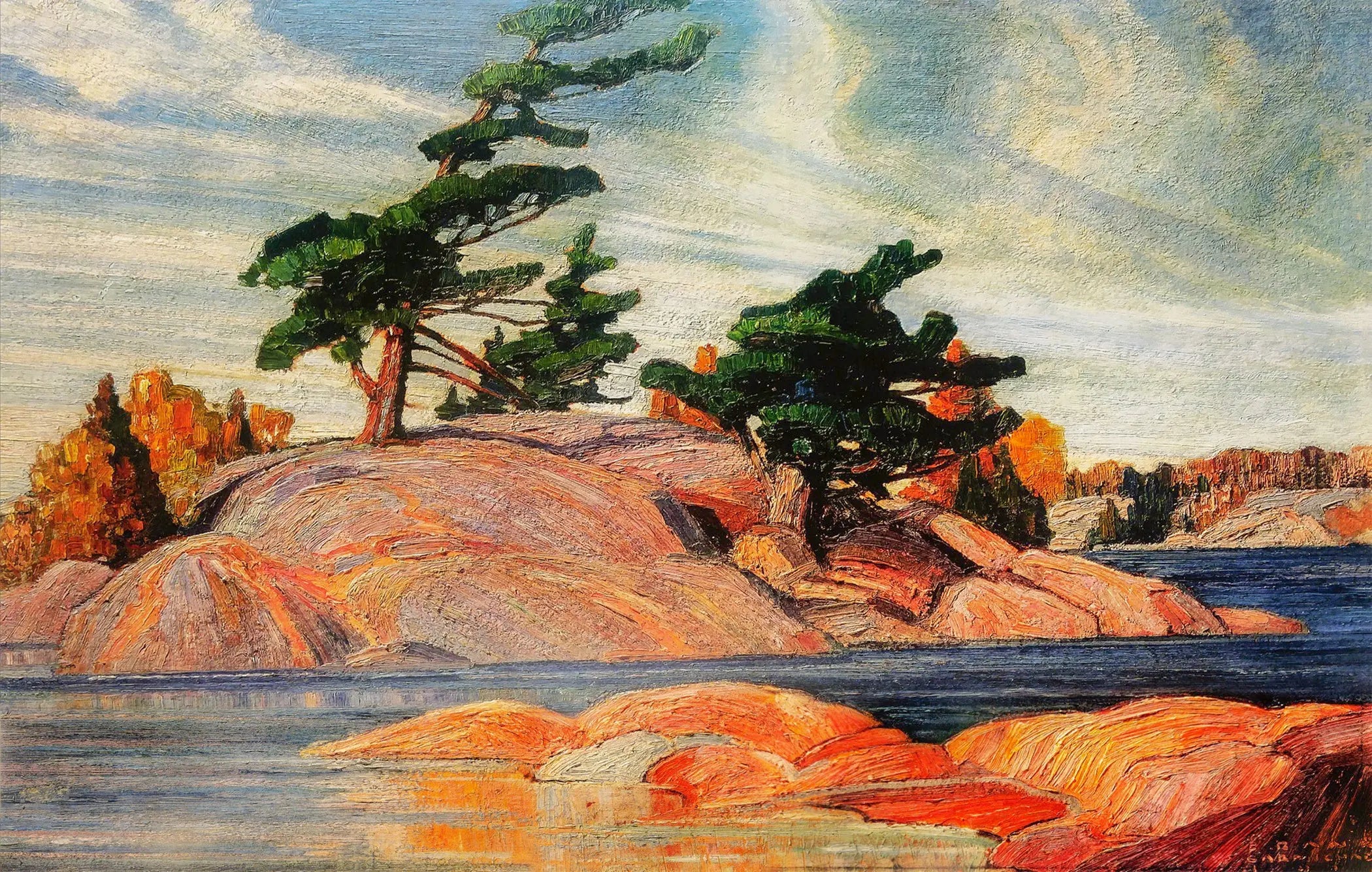{{ product_title }} Fine Art Print | {{ product_vendor }} Jakero77 Franklin Carmichael - Island Georgian Bay 1920s Signed - 17" x 22" Fine Art Print Art Print  Jakero77