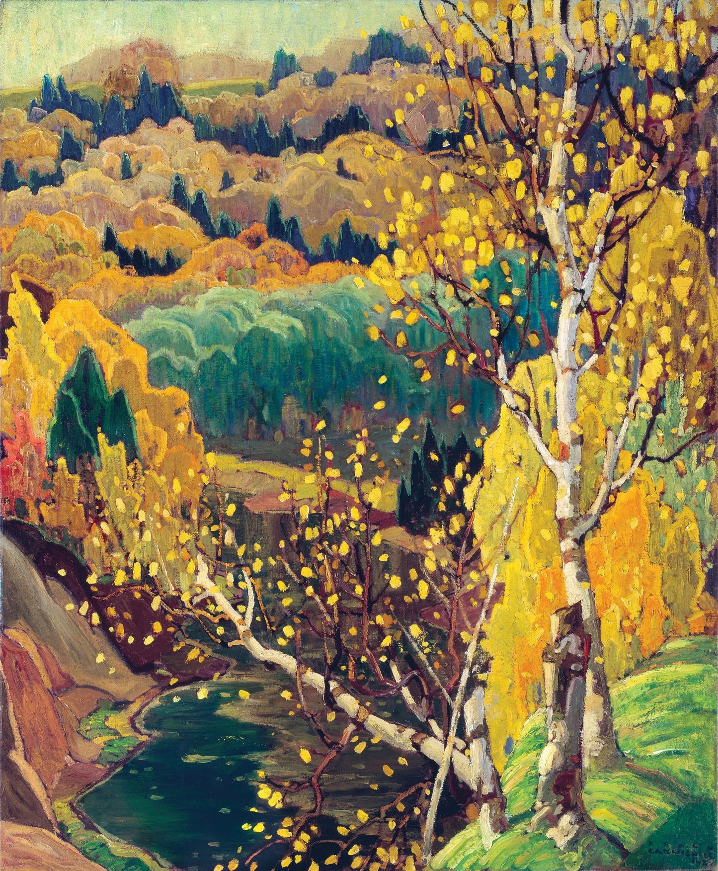 {{ product_title }} Fine Art Print | {{ product_vendor }} Jakero77 Franklin Carmichael - October Gold (1922) Signed - 17" x 22" Fine Art Print Art Print  Jakero77