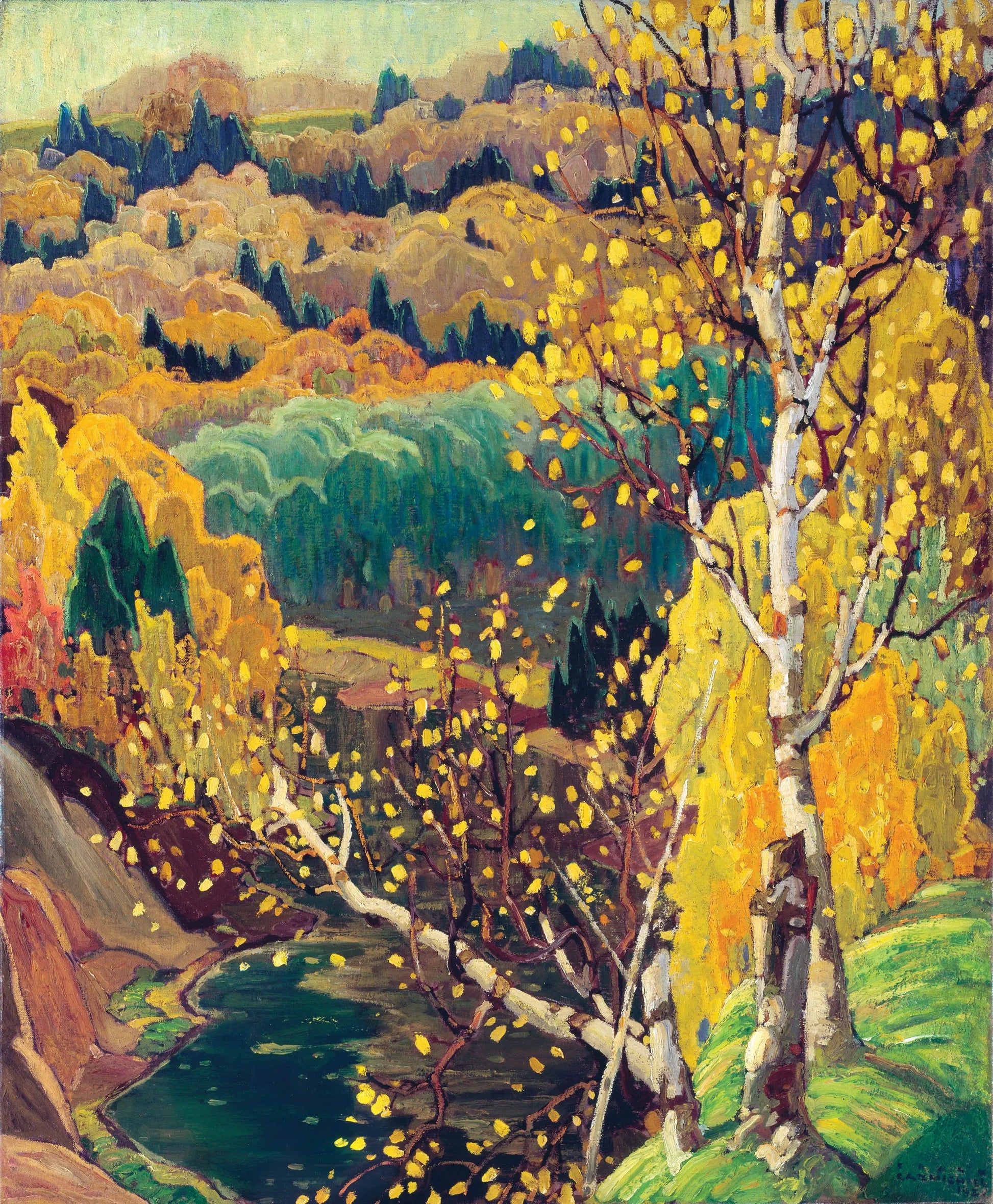 {{ product_title }} Fine Art Print | {{ product_vendor }} Jakero77 Franklin Carmichael - October Gold (1922) Signed - 17" x 22" Fine Art Print Art Print  Jakero77