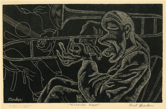 {{ product_title }} Fine Art Print | {{ product_vendor }} Jakero77 Fred Becker - The Trombone Player (1936) - 17" x 22" Fine Art Print Art Print  Jakero77