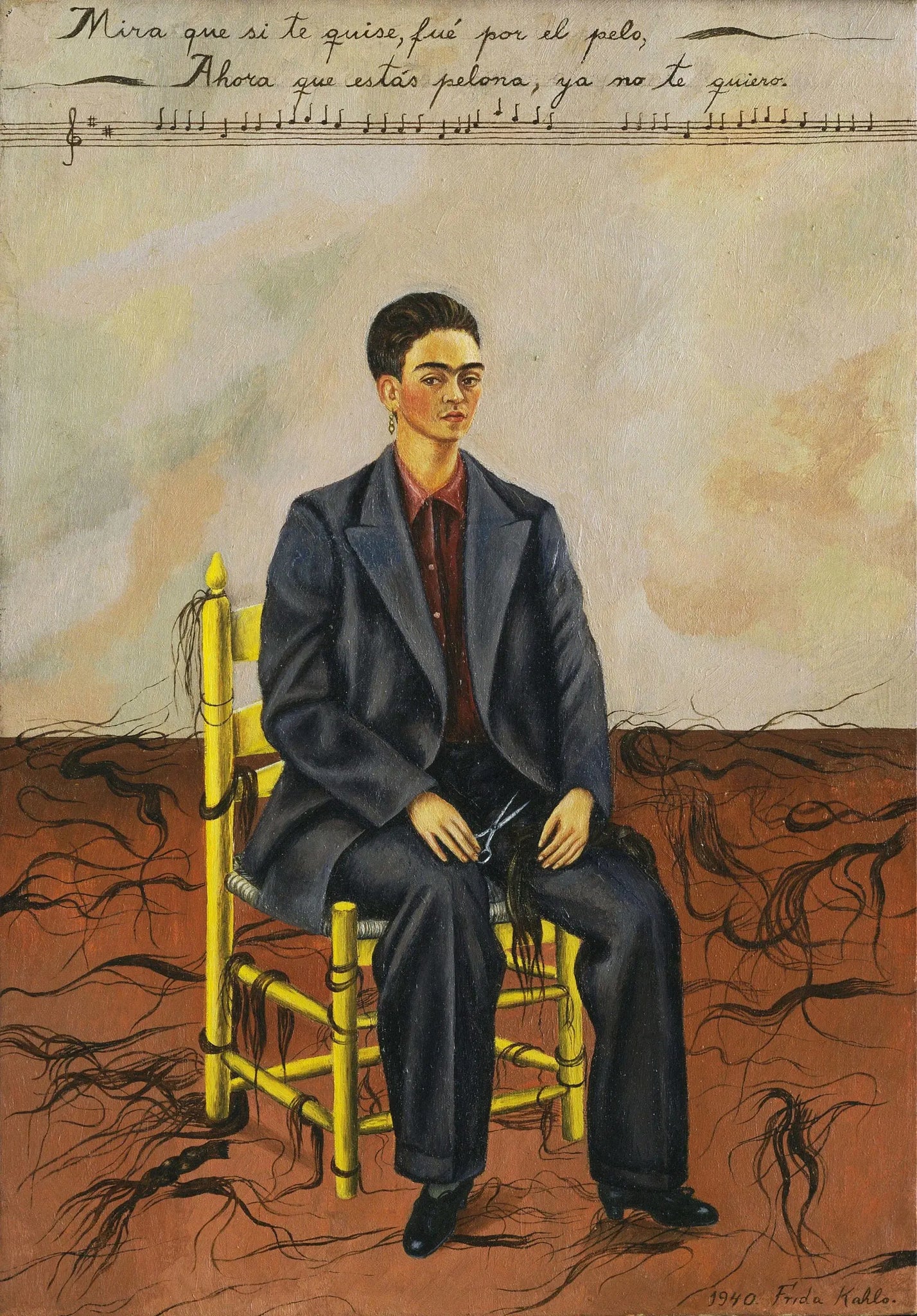{{ product_title }} Fine Art Print | {{ product_vendor }} Jakero77 Frida Kahlo - Self Portrait with Cropped Hair (1940) - 17" x 22" Fine Art Print Art Print  Jakero77