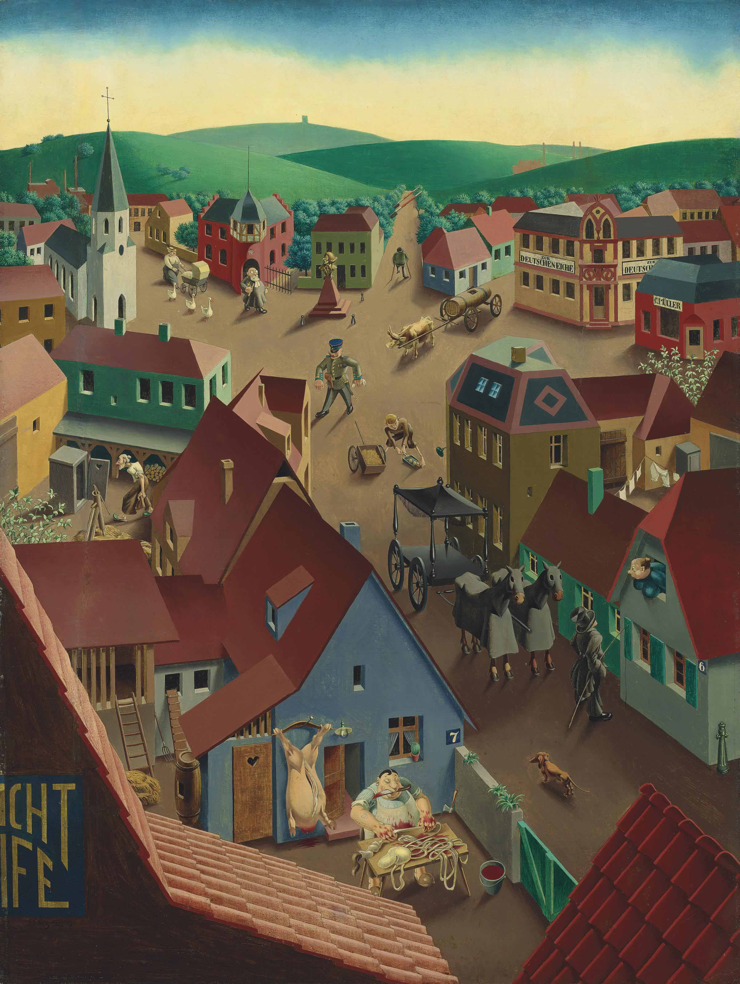 {{ product_title }} Fine Art Print | {{ product_vendor }} Jakero77 Georg Scholz - Small Town by Day (1922-23) - 17" x 22" Fine Art Print Art Print  Jakero77