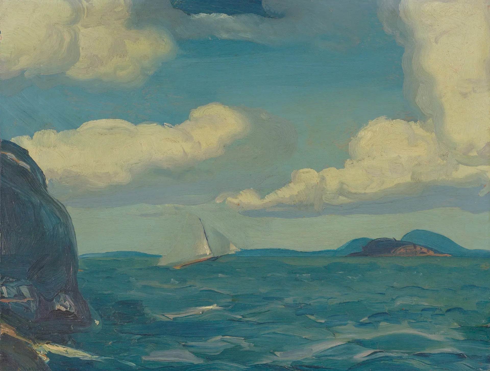 {{ product_title }} Fine Art Print | {{ product_vendor }} Jakero77 George Bellows - A Fresh Breeze (1913) Sailboat Signed - 17" x 22" Fine Art Print Art Print  Jakero77