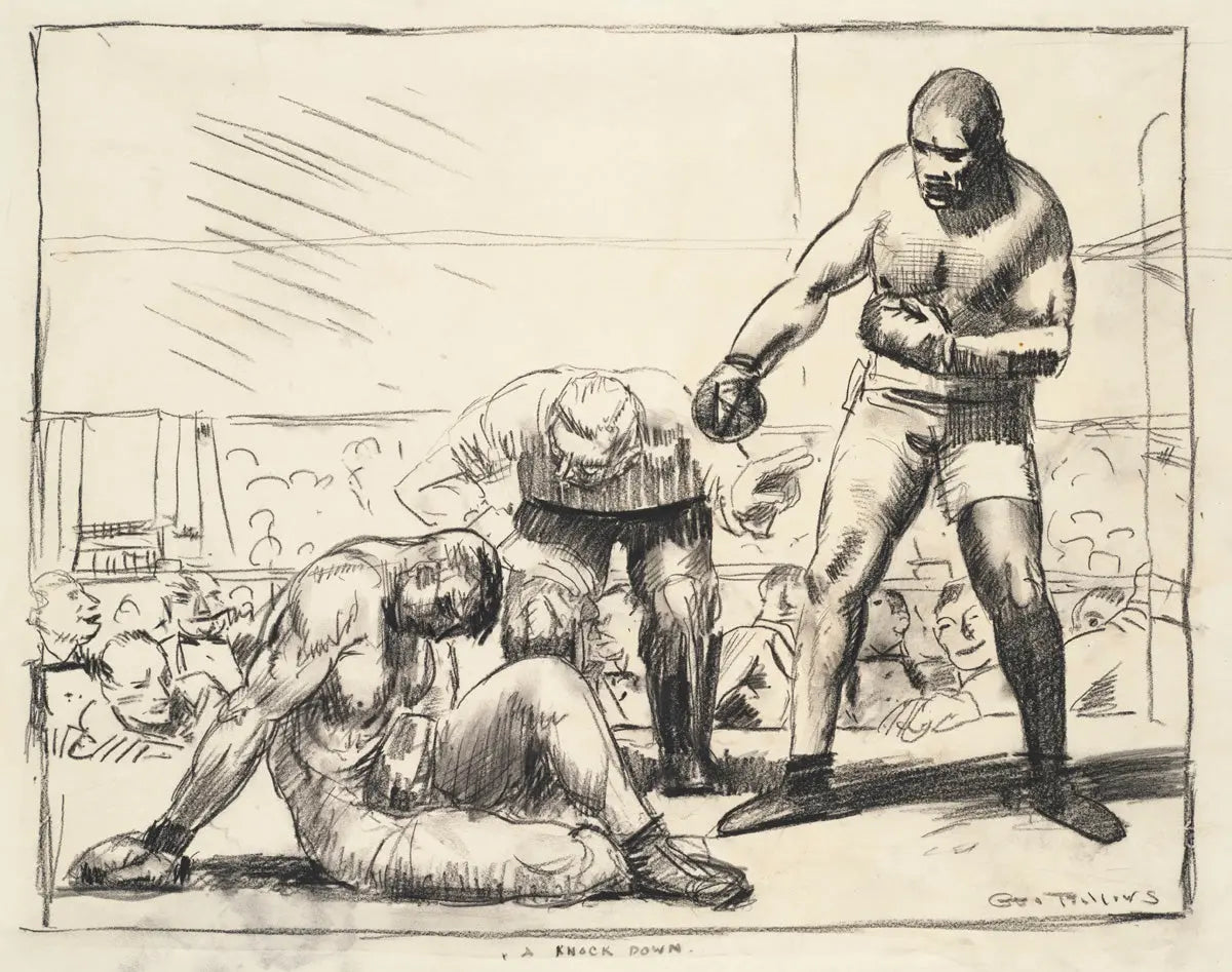 {{ product_title }} Fine Art Print | {{ product_vendor }} Jakero77 George Bellows - A Knock Down, Boxing Match (1917-21) Signed - 17" x 22" Print Art Print  Jakero77