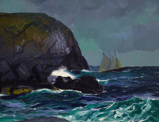{{ product_title }} Fine Art Print | {{ product_vendor }} Jakero77 George Bellows - Beating Out to Sea (1913) Sail Ship - 17" x 22" Fine Art Print Art Print  Jakero77