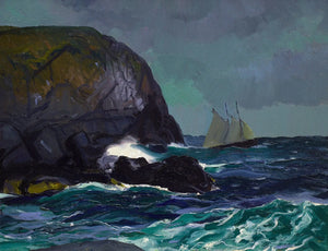 {{ product_title }} Fine Art Print | {{ product_vendor }} Jakero77 George Bellows - Beating Out to Sea (1913) Sail Ship - 17" x 22" Fine Art Print Art Print  Jakero77