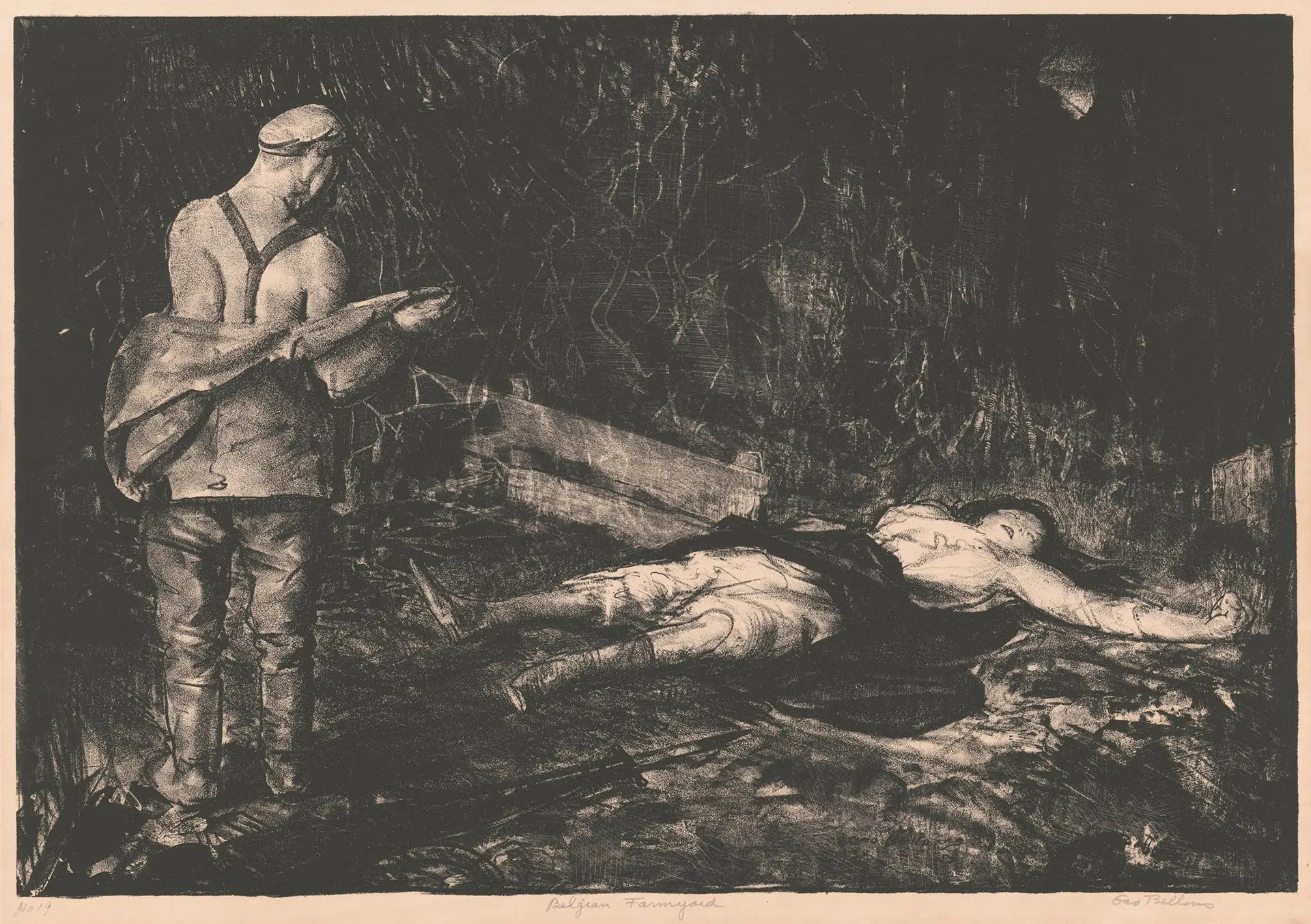 {{ product_title }} Fine Art Print | {{ product_vendor }} Jakero77 George Bellows - Belgian Farmyard (1918) Signed - 17" x 22" Fine Art Print Art Print  Jakero77