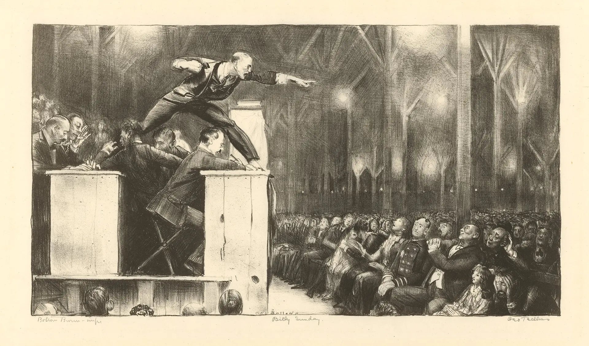 {{ product_title }} Fine Art Print | {{ product_vendor }} Jakero77 George Bellows - Billy Sunday Preaching Hard (1923) Signed - 17" x 22" Art Print Art Print  Jakero77