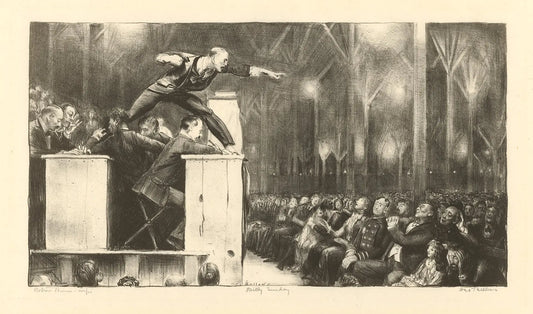 {{ product_title }} Fine Art Print | {{ product_vendor }} Jakero77 George Bellows - Billy Sunday Preaching Hard (1923) Signed - 17" x 22" Art Print Art Print  Jakero77