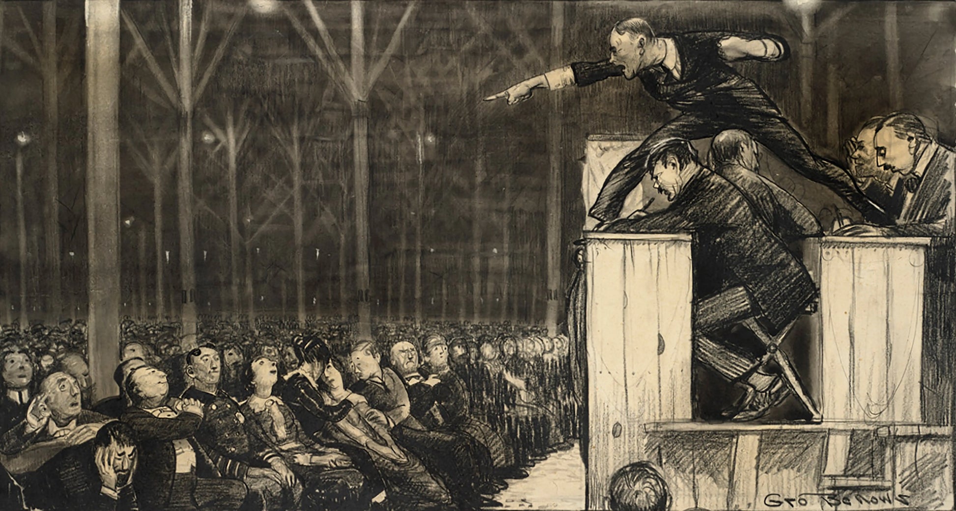 {{ product_title }} Fine Art Print | {{ product_vendor }} Jakero77 George Bellows - Billy Sunday Preaching (1915) Signed - 17" x 22" Fine Art Print Art Print  Jakero77