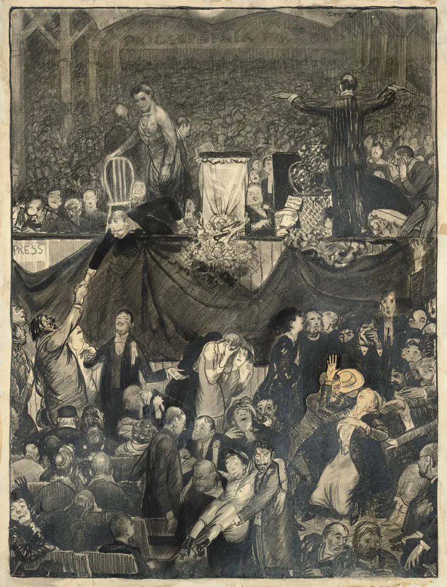 {{ product_title }} Fine Art Print | {{ product_vendor }} Jakero77 George Bellows - Billy Sunday and the Sawdust Trail (1915) Signed - 17" x 22" Print Art Print  Jakero77