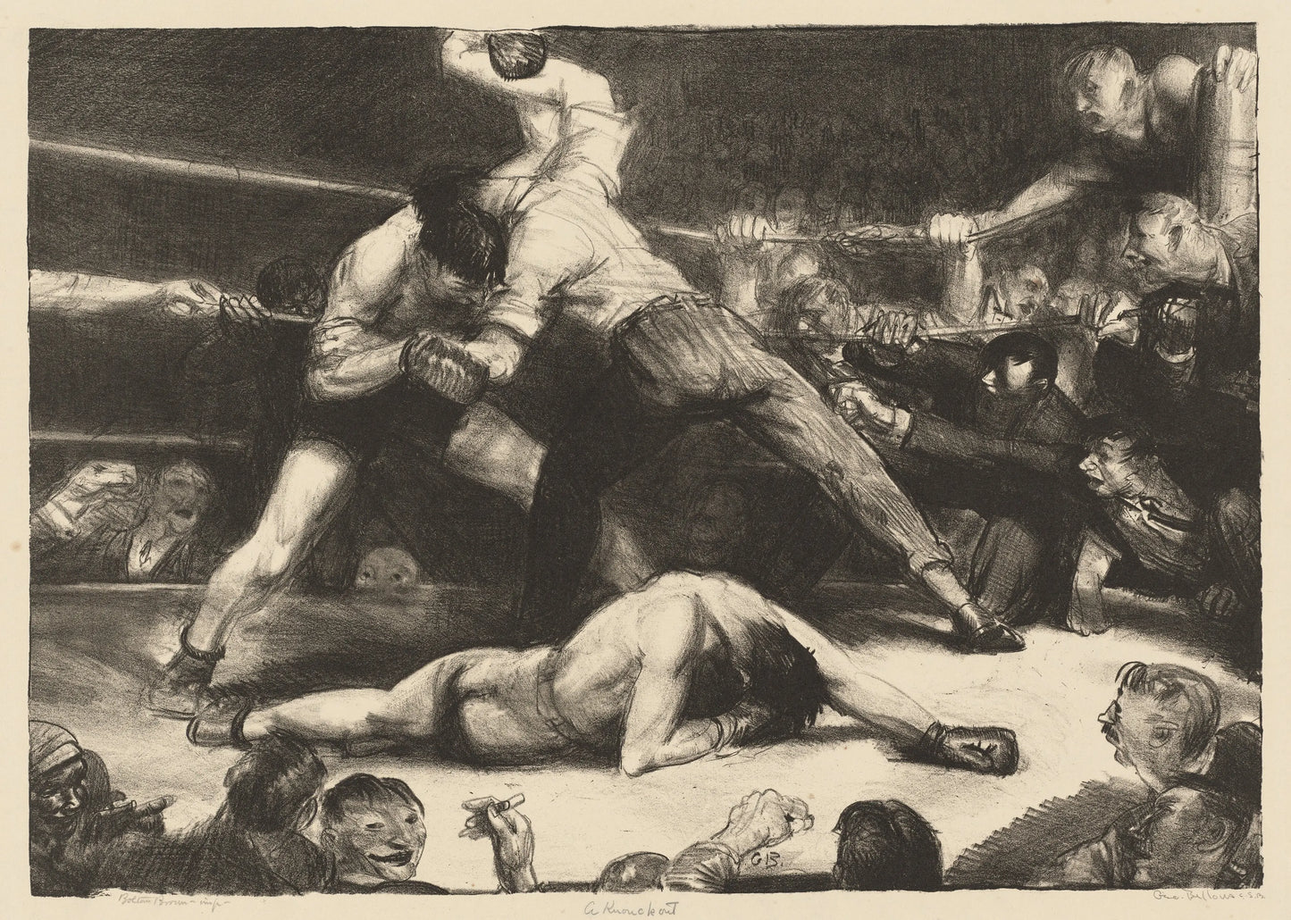 {{ product_title }} Fine Art Print | {{ product_vendor }} Jakero77 George Bellows - Boxing Knockout (1921) Signed - 17" x 22" Fine Art Print Art Print  Jakero77