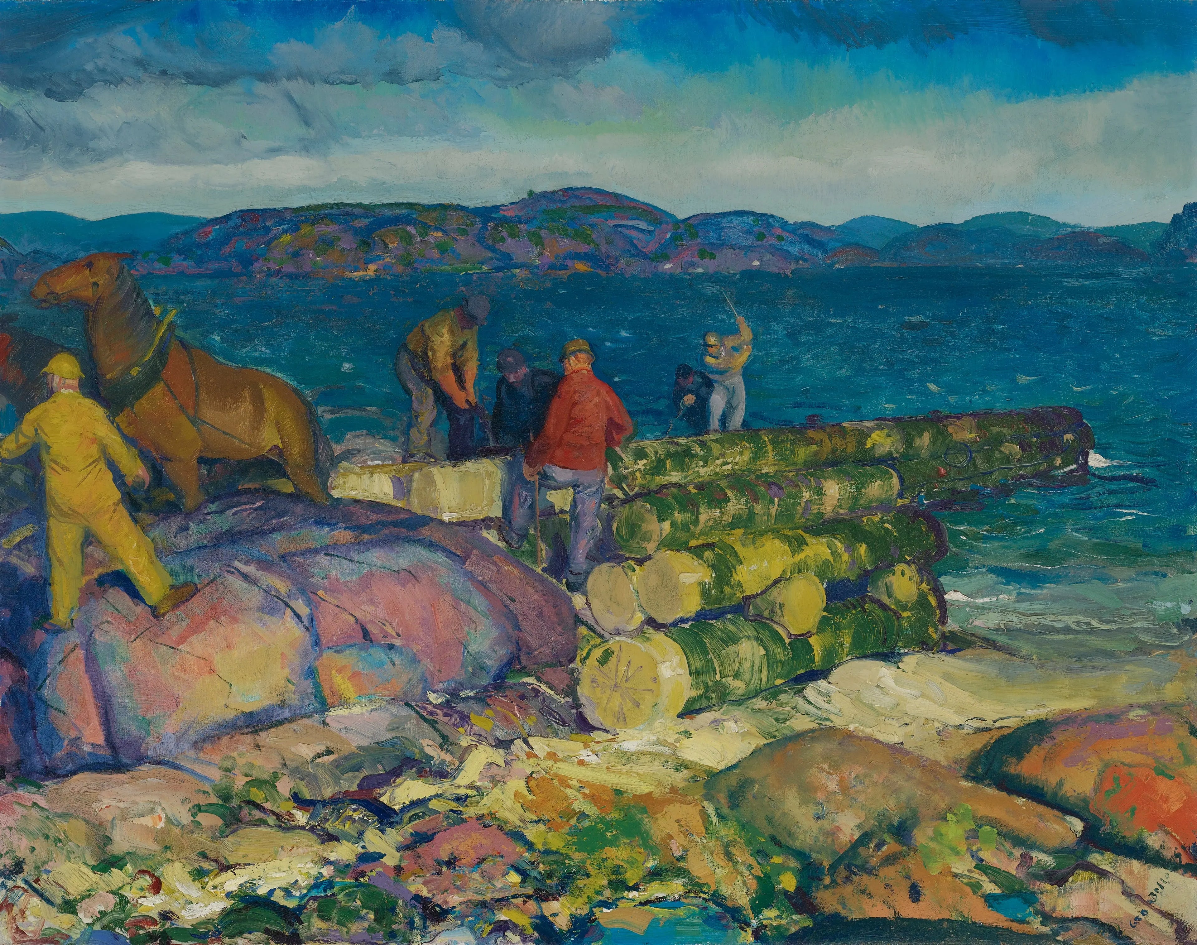 {{ product_title }} Fine Art Print | {{ product_vendor }} Jakero77 George Bellows - Dock Builders (1916) Signed - 17" x 22" Fine Art Print Art Print  Jakero77