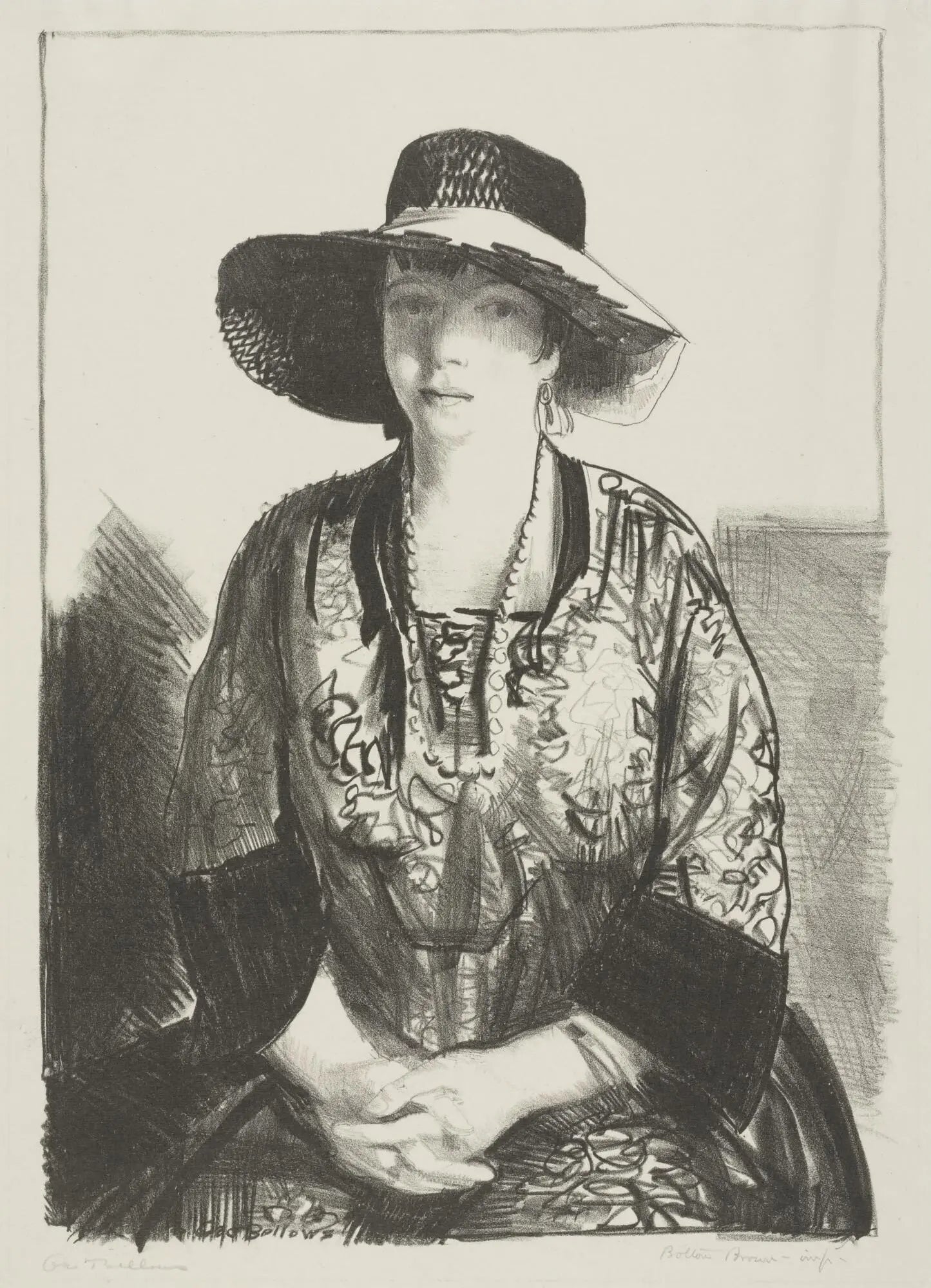 {{ product_title }} Fine Art Print | {{ product_vendor }} Jakero77 George Bellows - Emma in a Black Hat (1921) Signed - 17" x 22" Fine Art Print Art Print  Jakero77