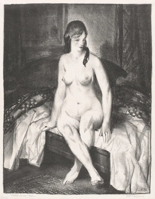 {{ product_title }} Fine Art Print | {{ product_vendor }} Jakero77 George Bellows - Evening, Nude on Bed (1921) Signed - 17" x 22" Fine Art Print Art Print  Jakero77