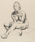 {{ product_title }} Fine Art Print | {{ product_vendor }} Jakero77 George Bellows - Female Nude with Folded Hands (1917) Signed - 17" x 22" Art Print Art Print  Jakero77