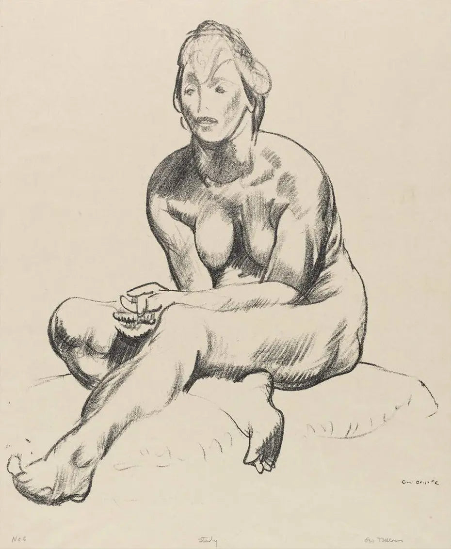 {{ product_title }} Fine Art Print | {{ product_vendor }} Jakero77 George Bellows - Female Nude with Folded Hands (1917) Signed - 17" x 22" Art Print Art Print  Jakero77